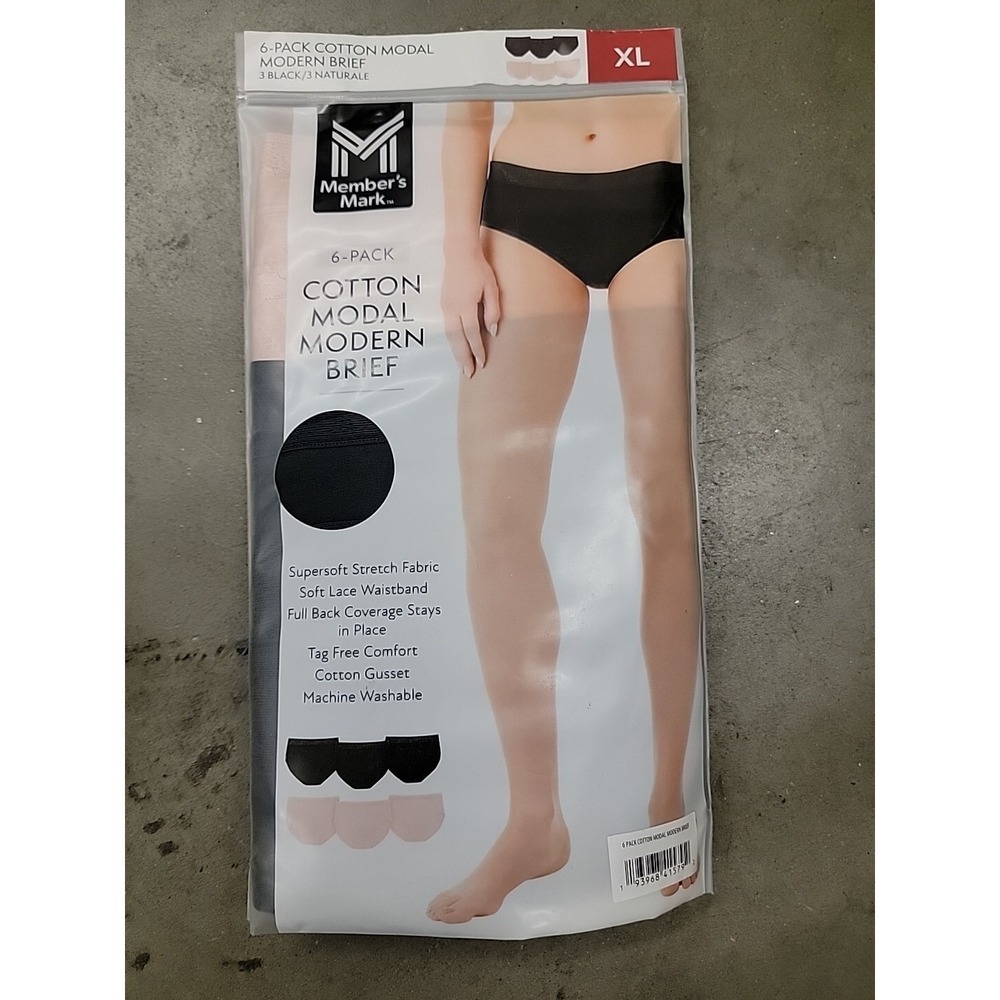 Member's Mark Women's‎ 6-Pack Cotton Luxe Modern Brief XL